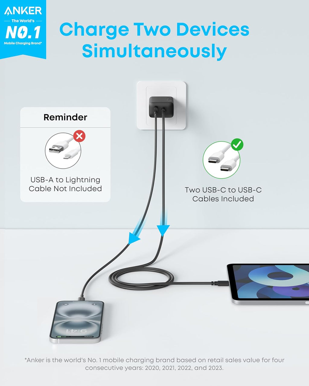 Anker Zolo Wall Charger with Type C Cable , 1 Ports Type C , 20 Watt White