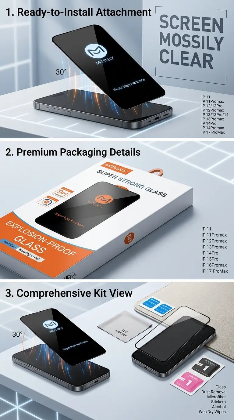 Mossily Premium Explosion-Proof Screen Protector for iPhone [Clear / Privacy]