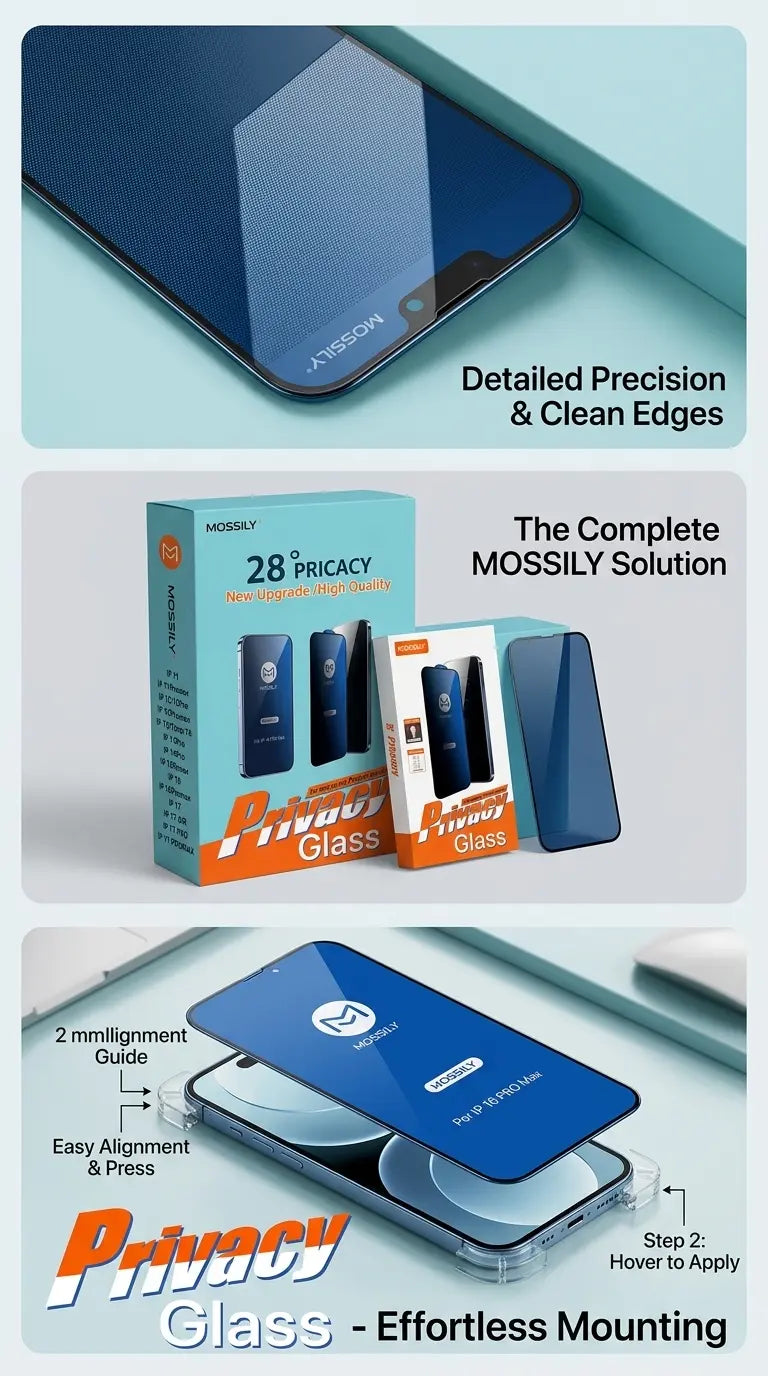 Mossily Premium Explosion-Proof Screen Protector for iPhone [Clear / Privacy]