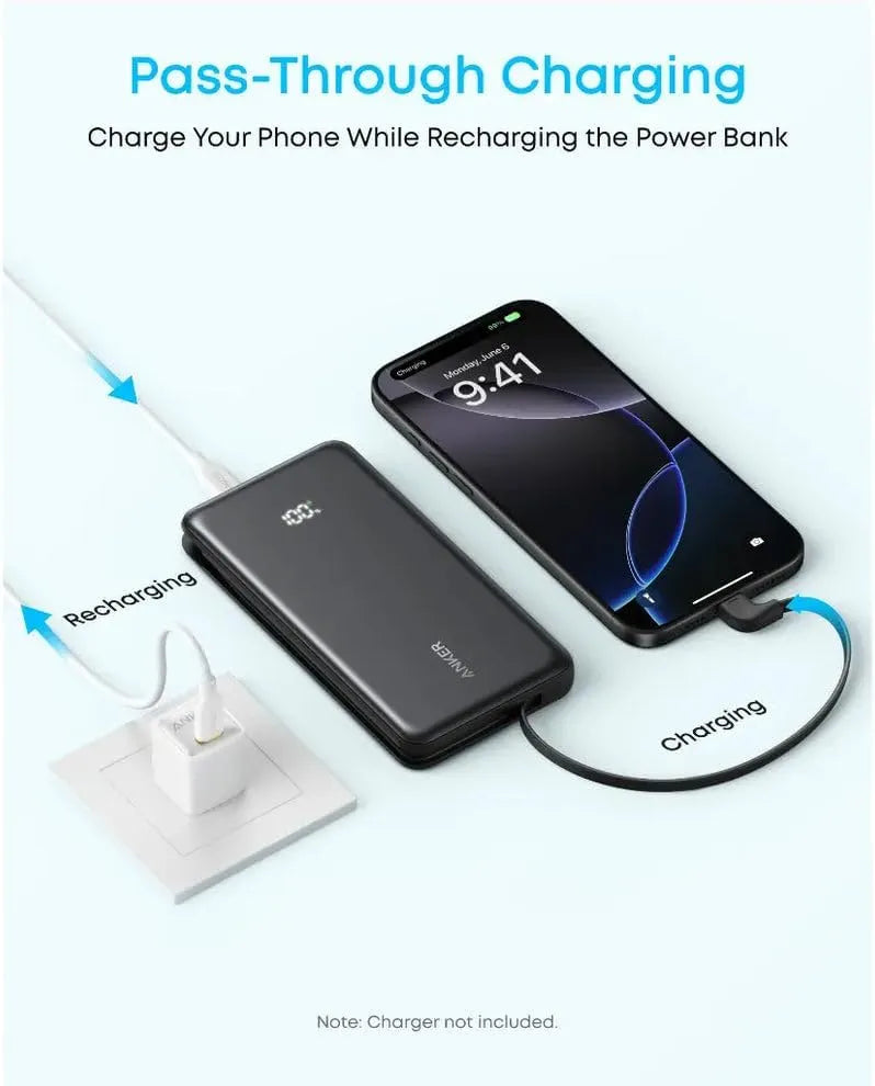 Anker Zolo Power Bank, 10,000mAh 22.5W Max Portable Charger,USB-C
