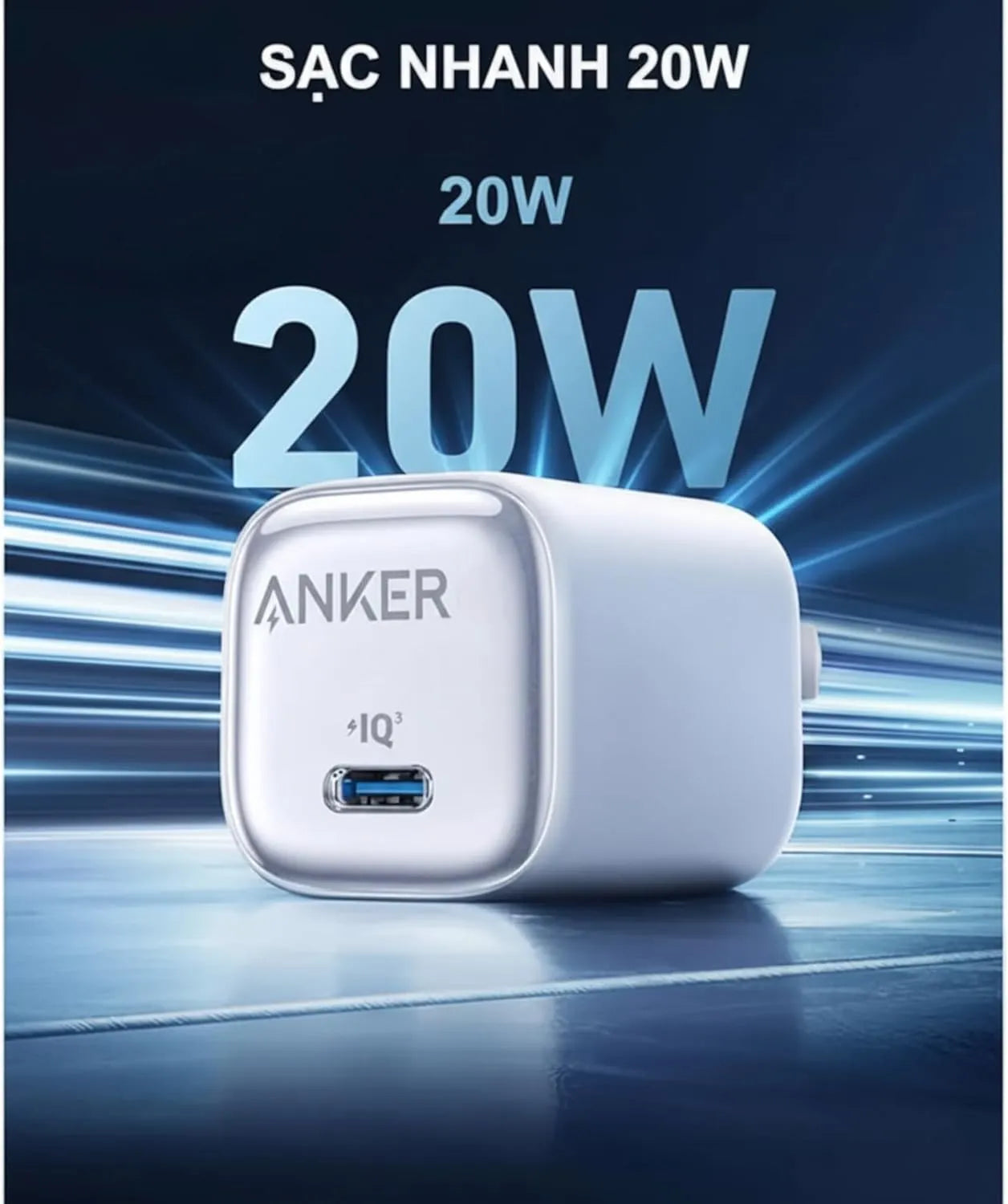 Anker PowerPort III Wall Charger , 1 Ports Type C , 20 Watt White