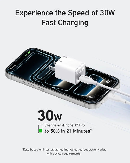 Anker 313 30W Fast Charger Ports 1 USB-C port Provides 30W fast charging