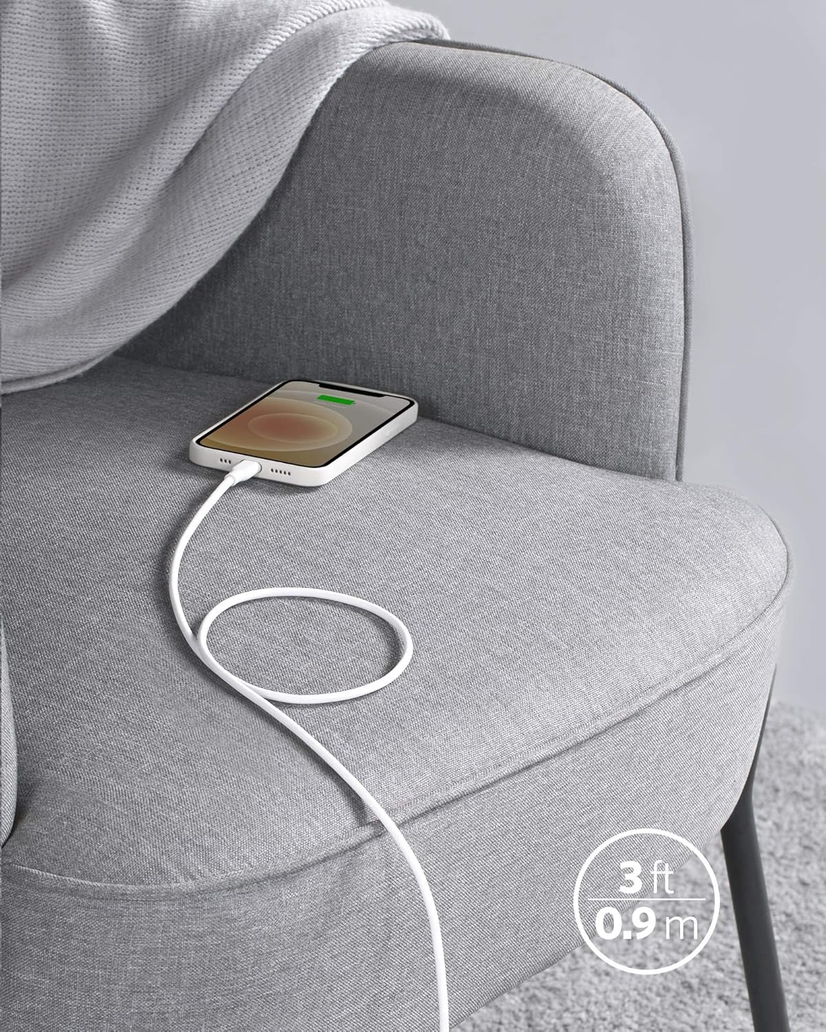 Anker USB C to Lightning Cable(3FT,White), MFi Certified for iPhone